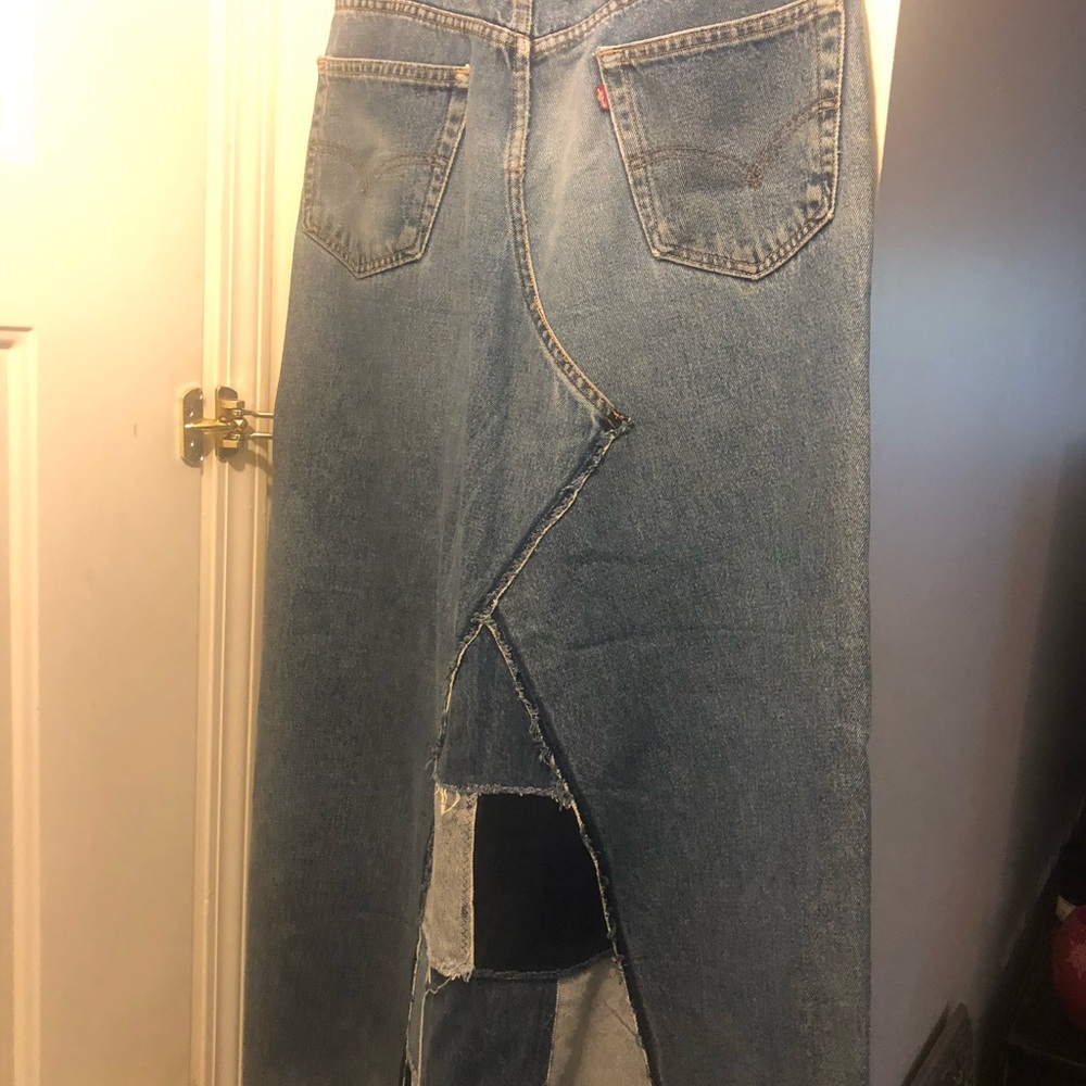 Vintage patchwork denim skirt.